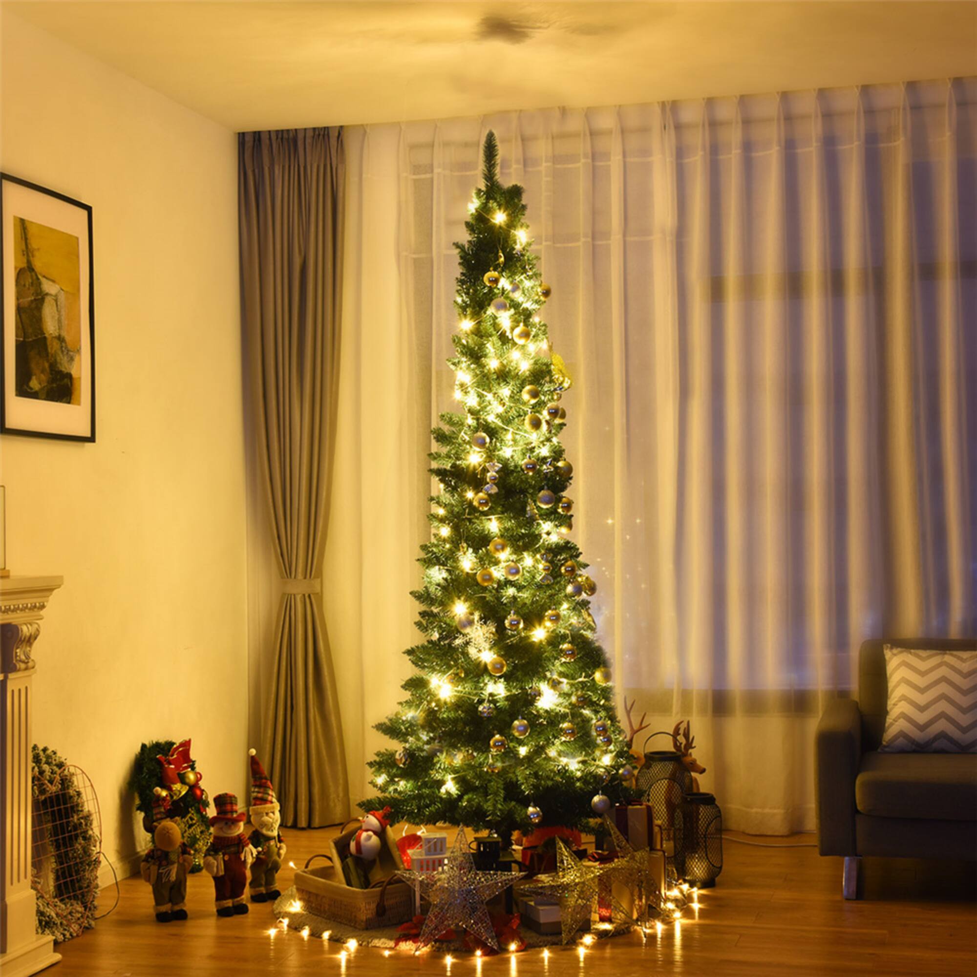 Costway 8ft. Unlit Pencil Artificial Christmas Tree